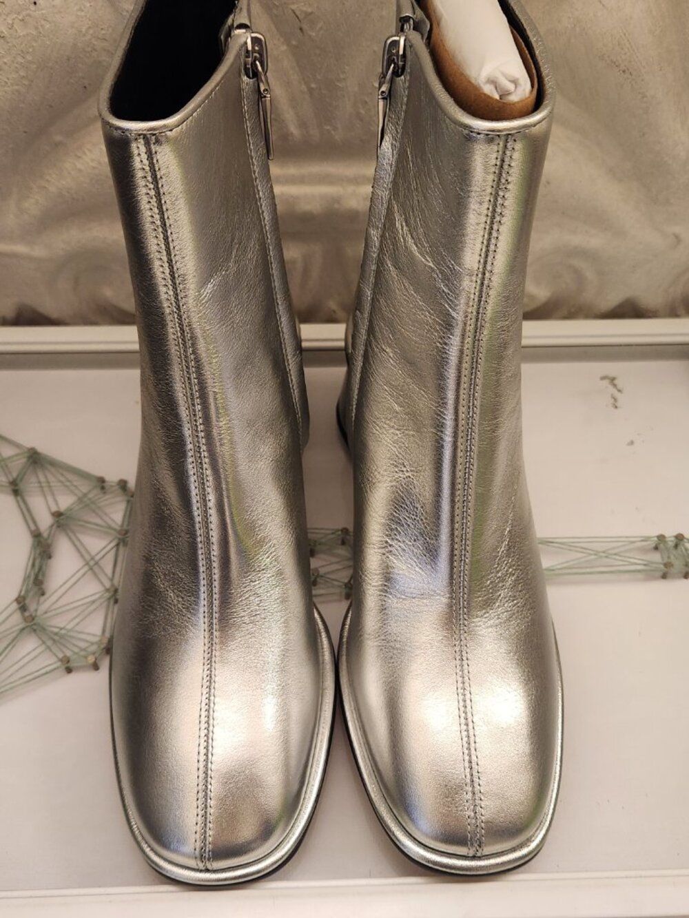 Coach "Gigi" Silver Leather Booties. NIB. Size 7 - Picture 8 of 16
